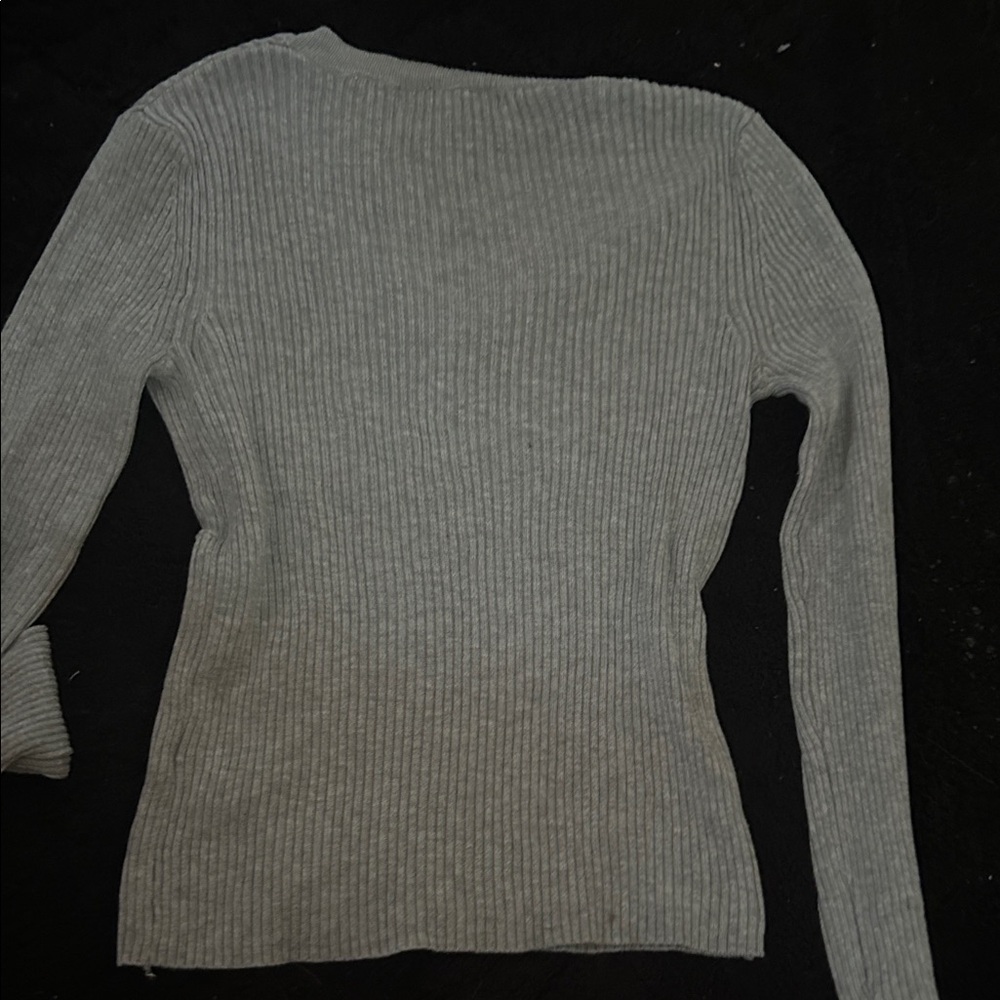 Velvet Heart Light Gray Ribbed Button Top - Picture 3 of 4